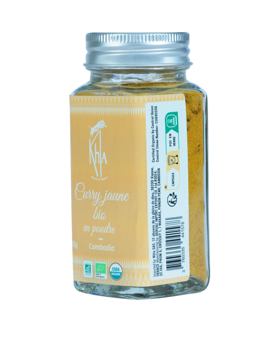 Khla - L'épicerie du Mékong – wholesale Dried spice – Yellow curry - Organic - powder - 50g - Jar1