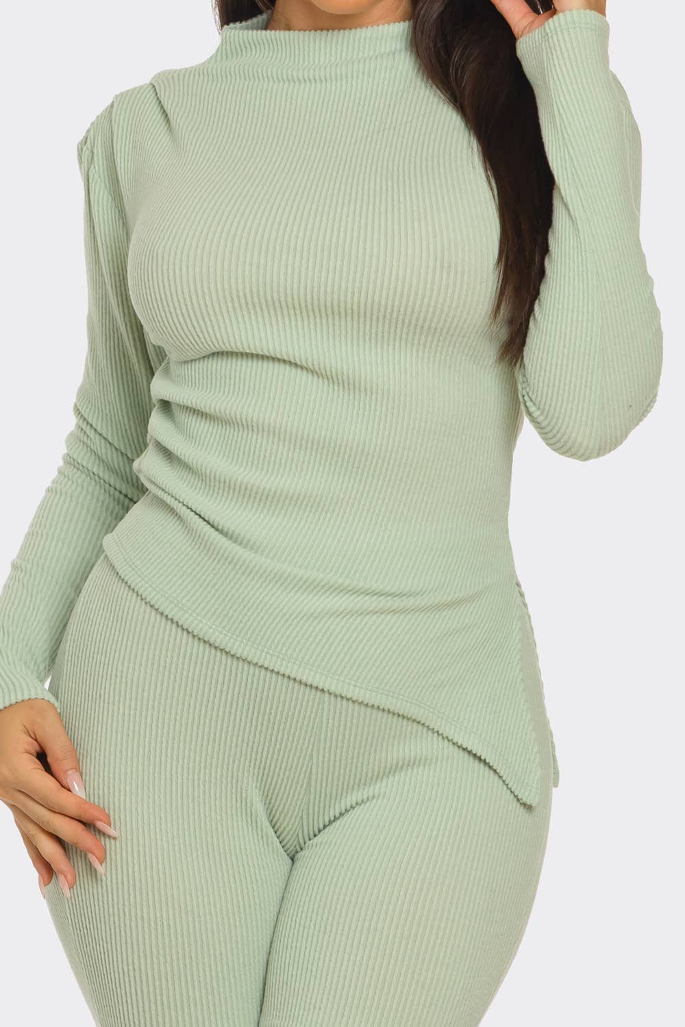 Julia by LoveJ - Wholesale Top & Pant Set (NOT Loungewear) - Women's - Asymmetric Ruched Hem Top And Pants Set 4