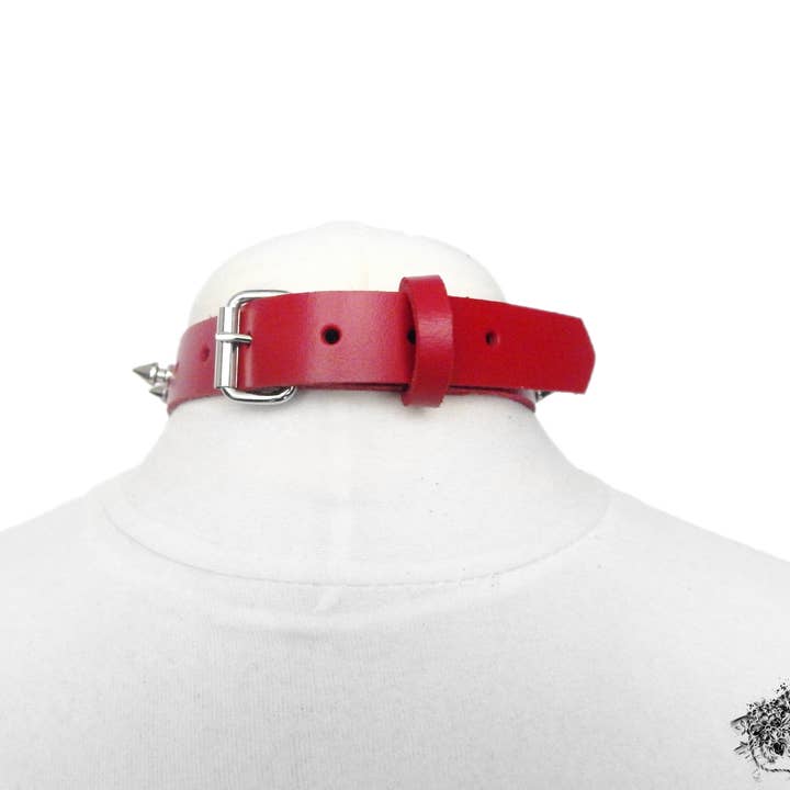 8th Sin - Wholesale Choker/collar - Red Studded D and O Ring Choker - Red Studded O Ring Collar5