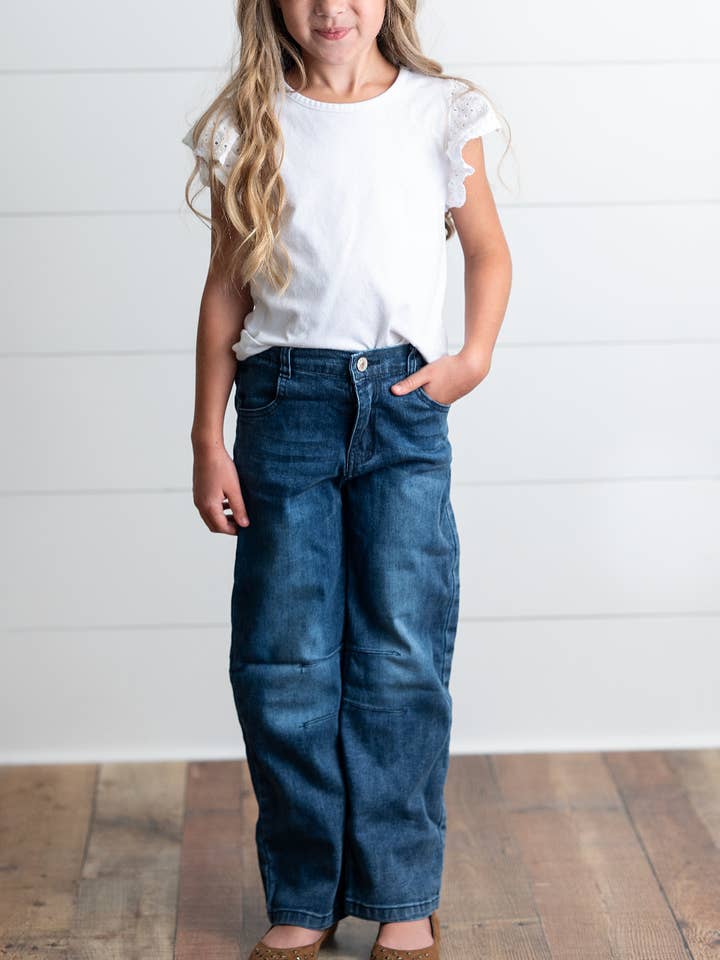 Oopsie Daisy - Wholesale Jeans - Kids - Kids Medium Wash Denim Horse Shoe Fall Winter Jeans3