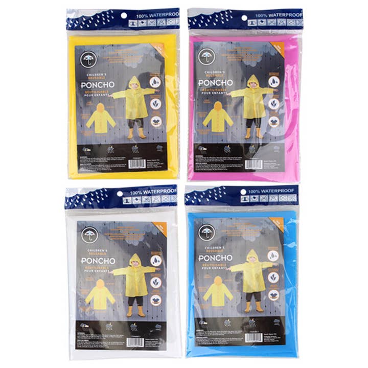 Poncho Raincoat Kids 4 Colors for wholesale by Deluxe Import Trading