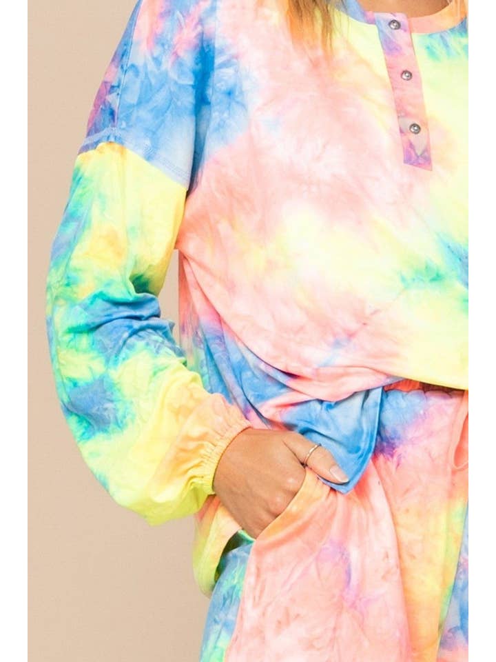 CC Wholesale Clothing - Wholesale Lounge Set - Women's - Tie-Dye Printed Knit Top and Shorts Set3