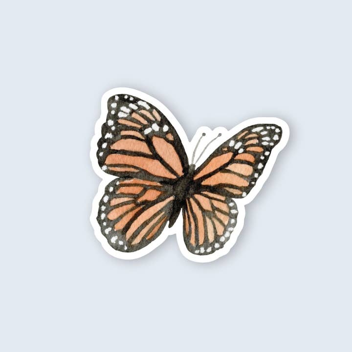 Watercolor Monarch Butterfly Vinyl Sticker | 2.5" x 3.0" for wholesale by Korynne and Company