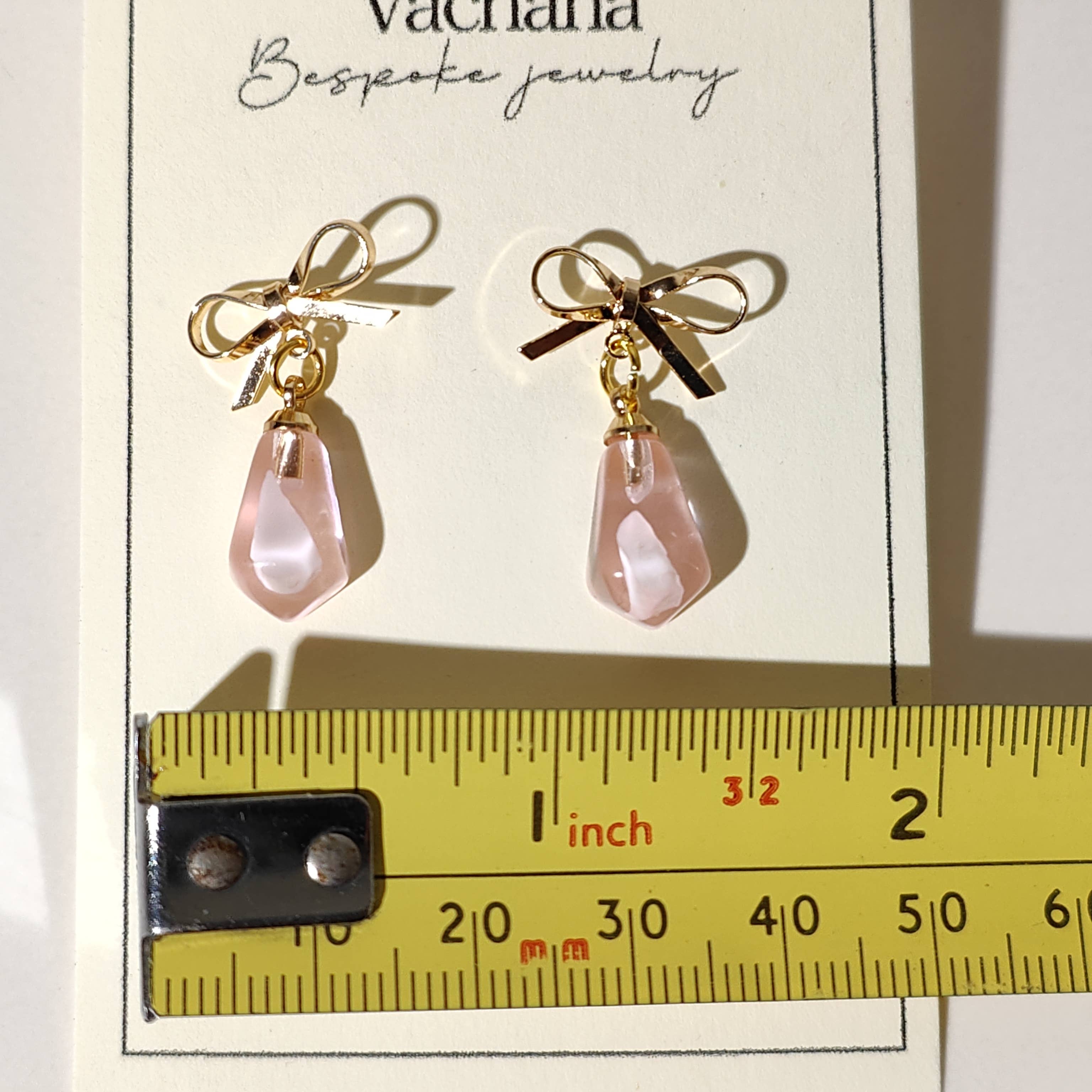 Vachana - Venta al por mayor Pendientes colgantes - Pendientes de lazo con semillas de granada rosa2