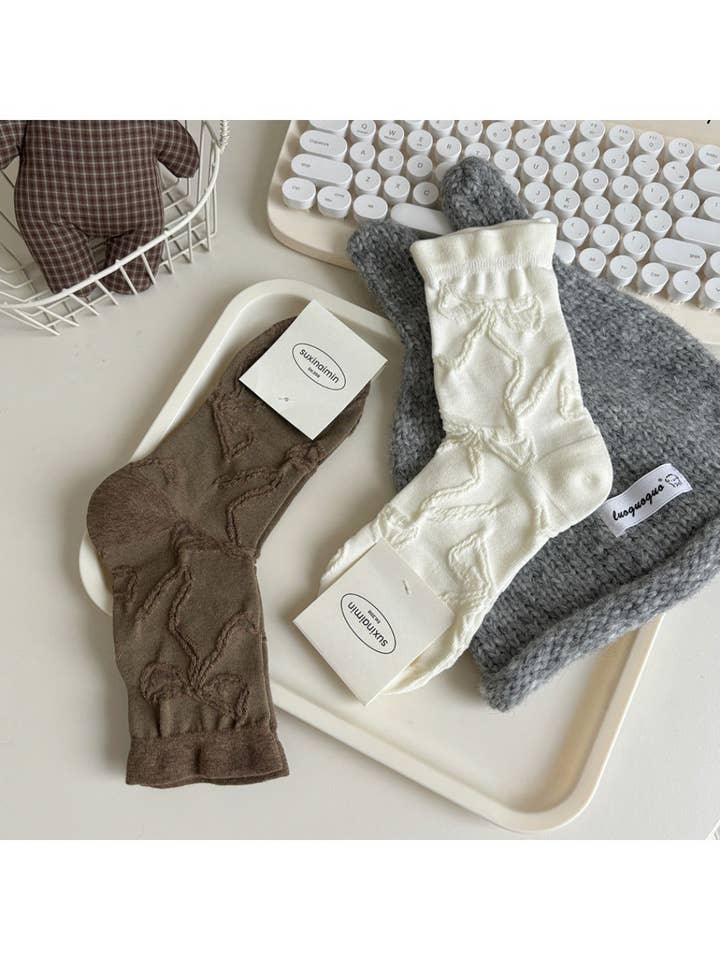 Funkyrel® Atzbranding Limited - Wholesale Socks - Women's - Rufia - Cute Mid-calf Socks with Bow Patterns9