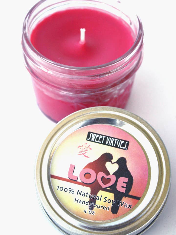 SWEET VIRTUES- Love- Hand Poured Soy Wax Candle for wholesale by Sweet Virtues