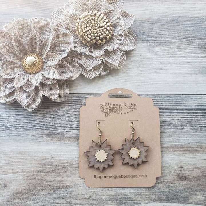 Gone Rogue Boutique - Wholesale Dangle Earrings - Walnut and bamboo dangly earrings4