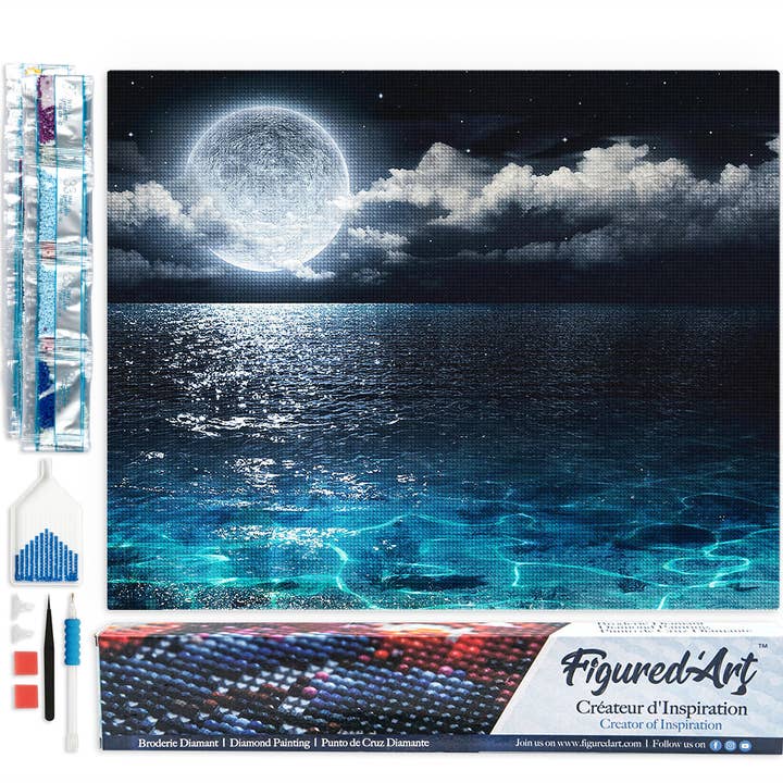 Diamond Painting - Full Moon and Sea Reflection for wholesale by Figured'Art