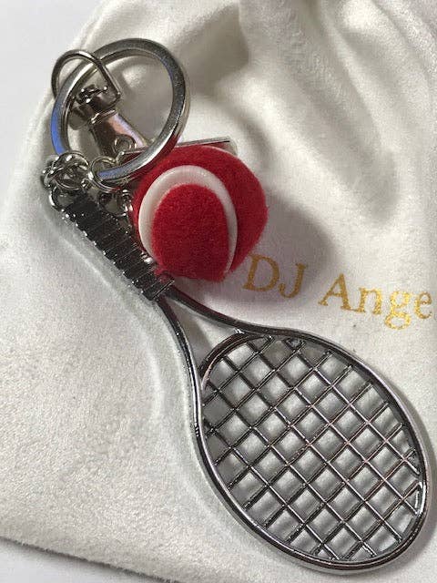 Miss DJ Angel - Wholesale Keychain - Unisex - Tennis racket and ball keychain, gift for tennis player, kawaii tennis racket charm, gift for tennis ball lover3