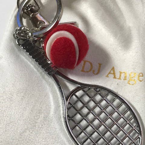 Miss DJ Angel - Wholesale Keychain - Unisex - Tennis racket and ball keychain, gift for tennis player, kawaii tennis racket charm, gift for tennis ball lover3