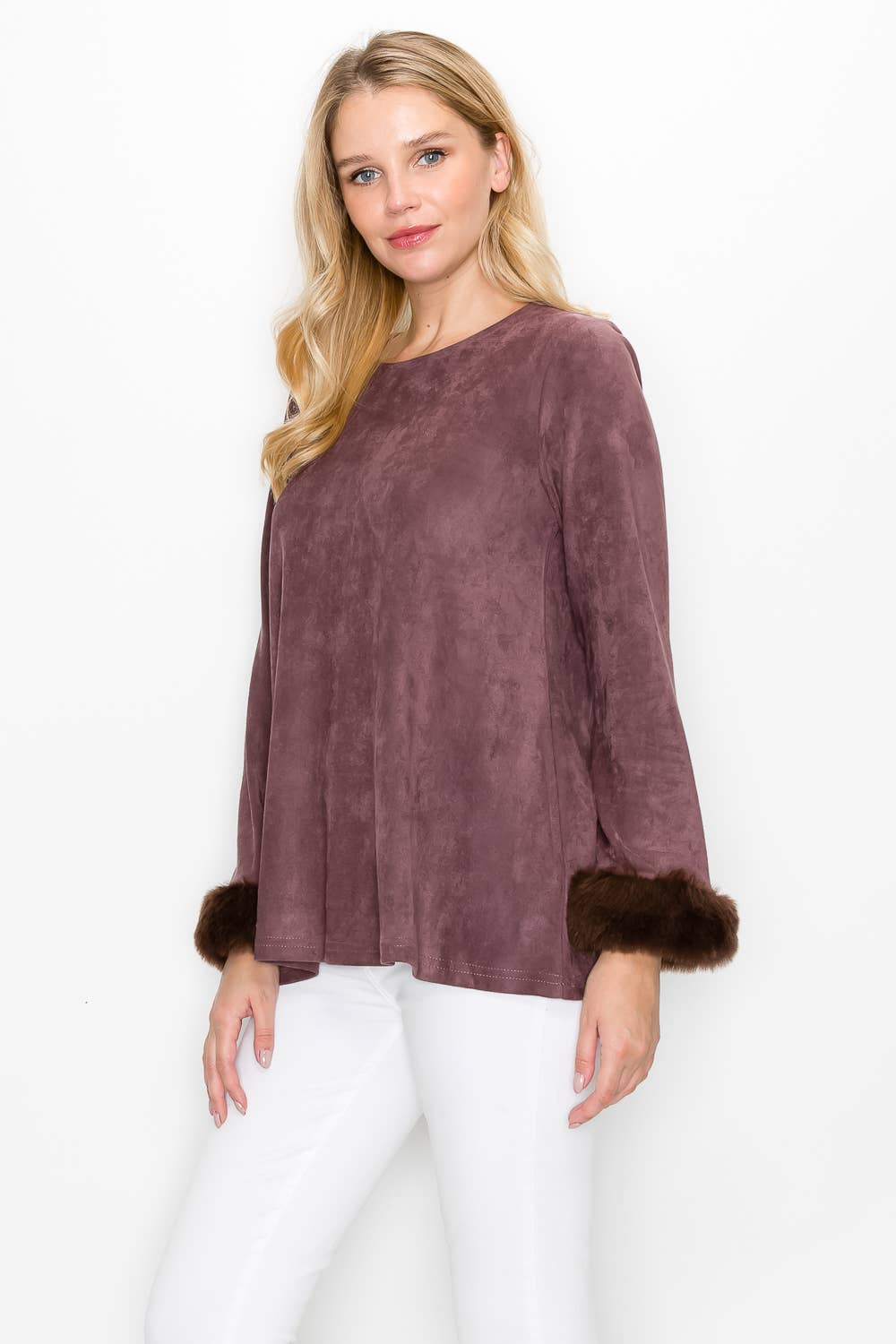 Joh Apparel - Wholesale Tunic - Women's - Anabelle Stretch Suede Fur Top2