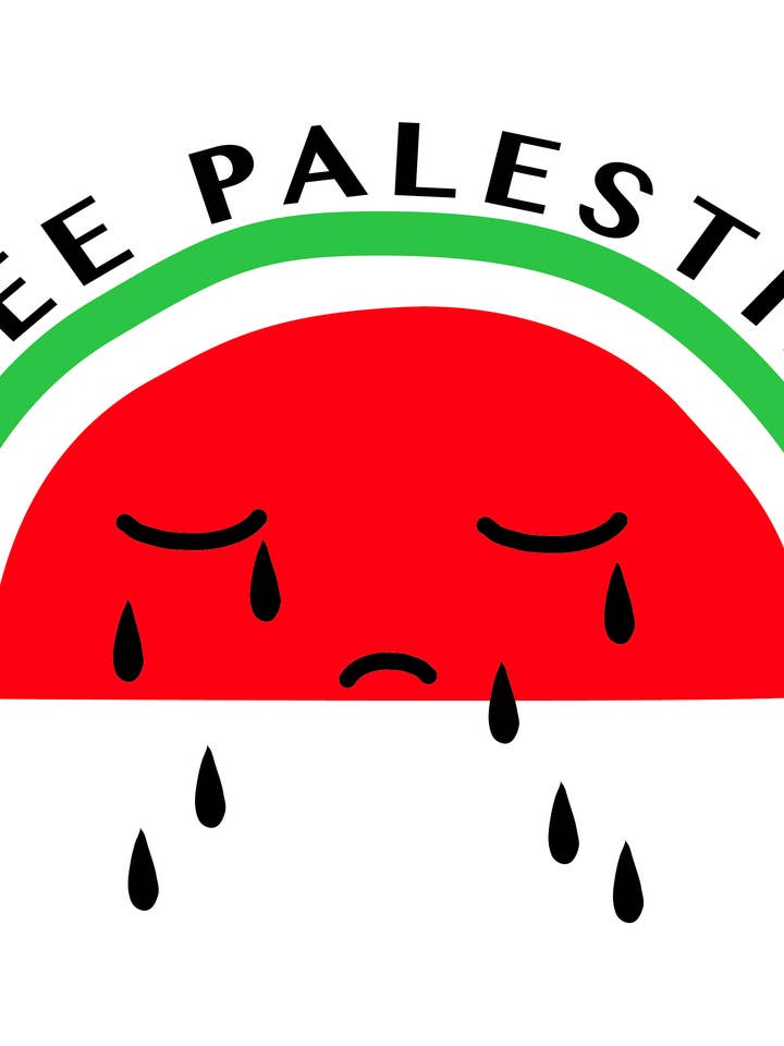 Free Palestine (Sad Watermelon) - 8.5 x 11" color print for wholesale by Pixel Palmer