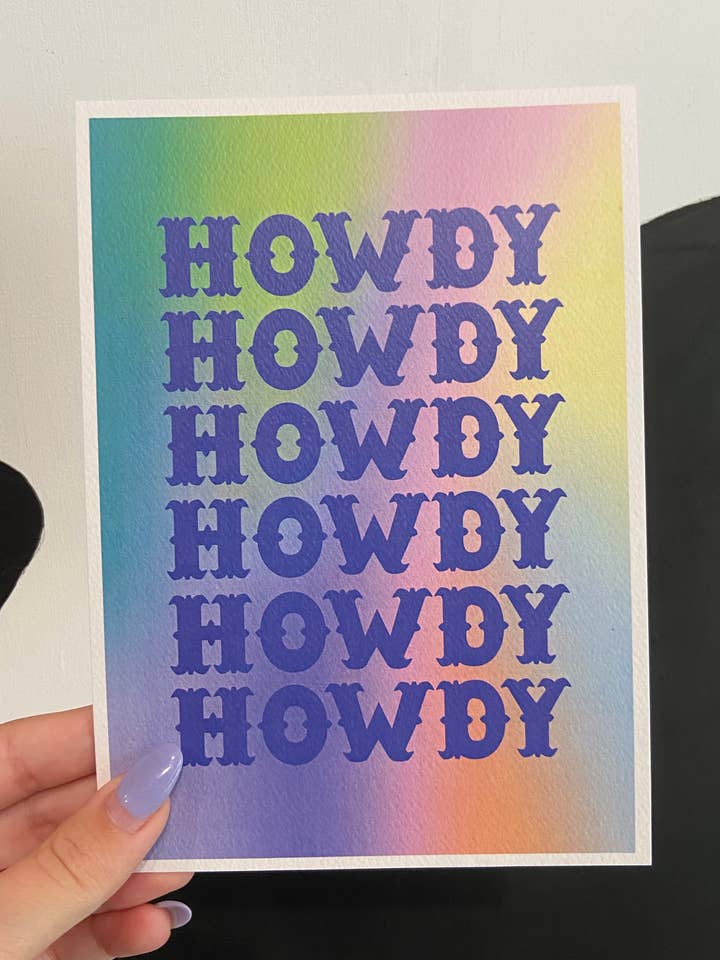 Howdy Rainbow Art Print, 5x7" and 11x14" for wholesale by Alex Daley Designs