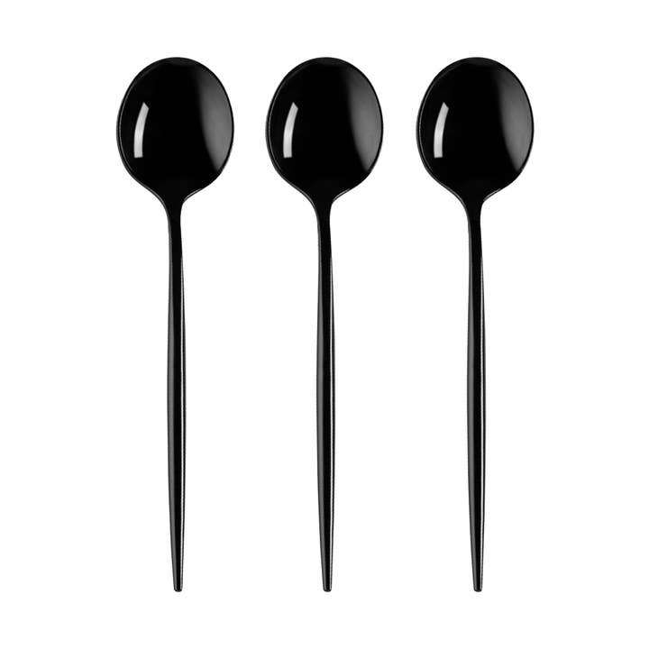 Smarty had a Party - Wholesale Table spoon (cutlery) - Solid Black Moderno Plastic Dessert Spoons - 480 pcs1