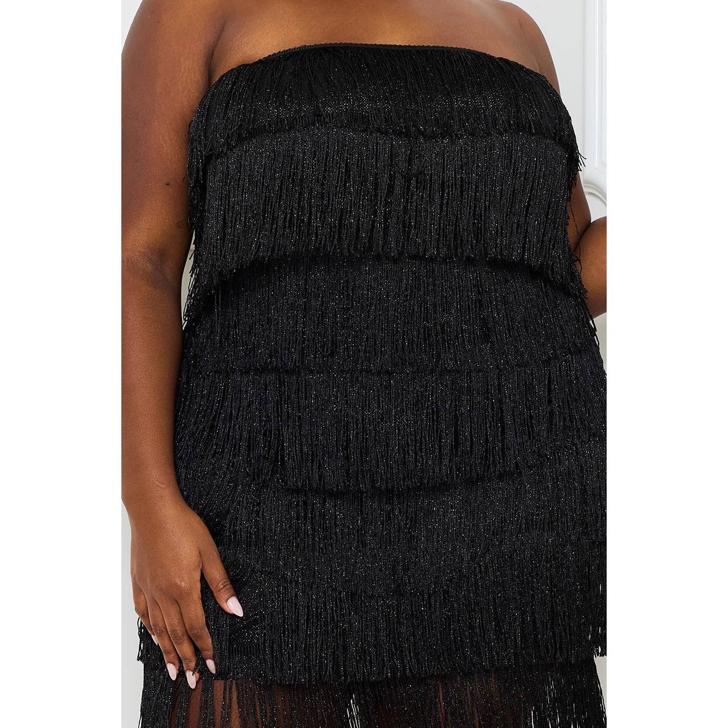 DORCAS - Wholesale Dress - Women's - LAYERED FRINGE PLUS SIZE MINI DRESS3