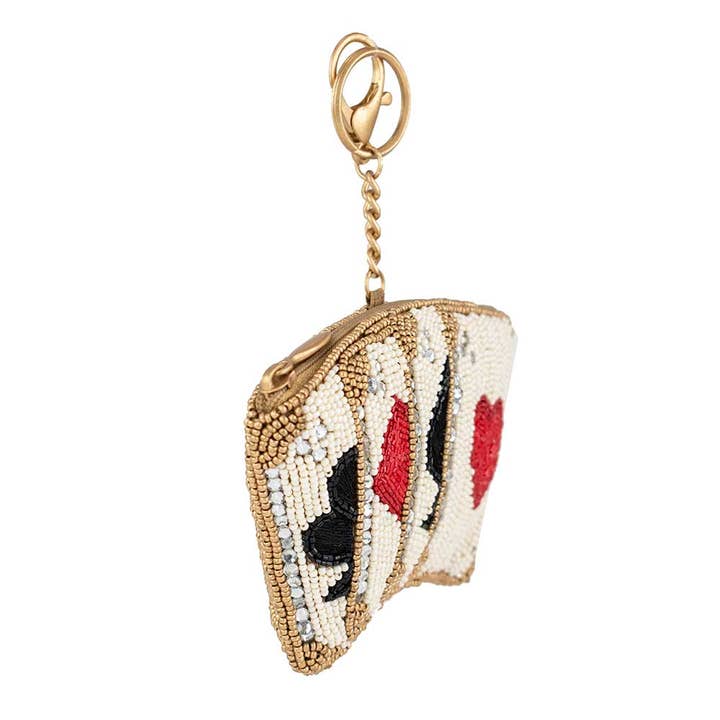 Mary Frances Accessories - Wholesale Coin Purse - Women's - Let's Play Beaded Playing Cards Coin Purse/Key Fob