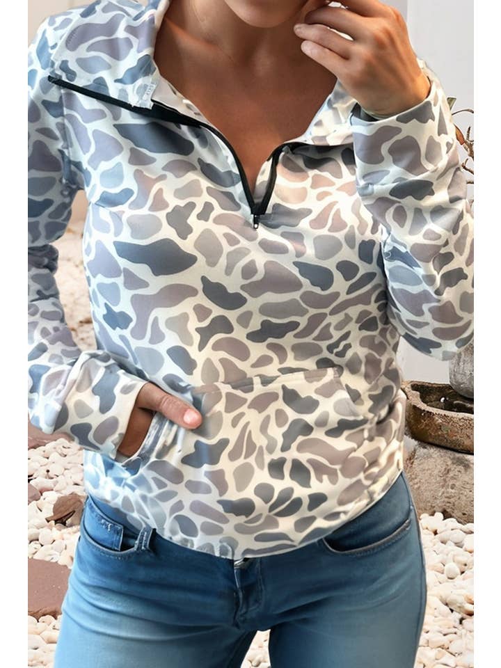 Multicolour LDC Abstract V Neck Shift Camo Pullover| S-4X for wholesale on Faire2