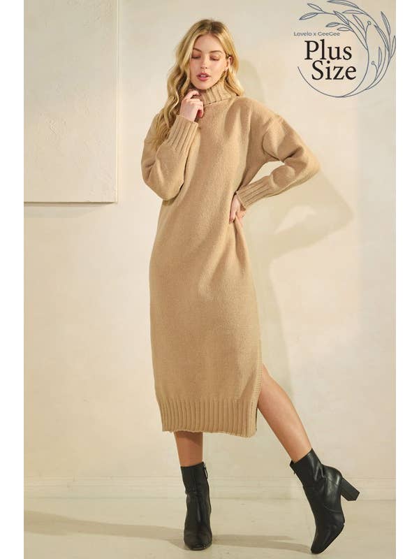 GeeGee x Lovelo - Wholesale Dress - Women's - Plus Midi Sweater Dress OD51977PL6