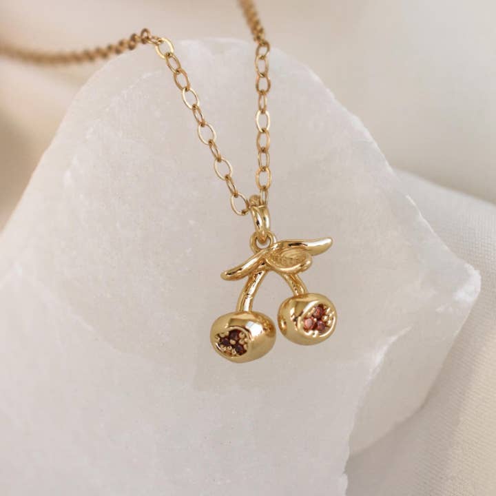 Cherry Charm Gold Filled Necklace for wholesale by Dainty Wishes Jewelry