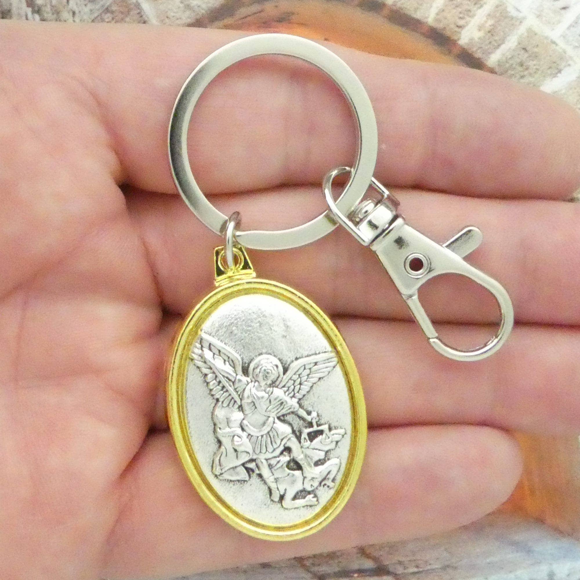 Treasure Island - Wholesale Keychain - Unisex - St Michael Unisex Keychain in Silver and Gold by TIJC2