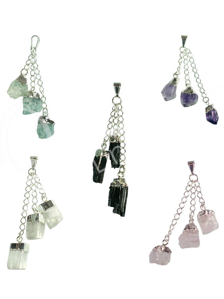 (PC)PENDANT - TRI-STONE MIXED 2-2.5" for wholesale by Oceanic Linkways Inc