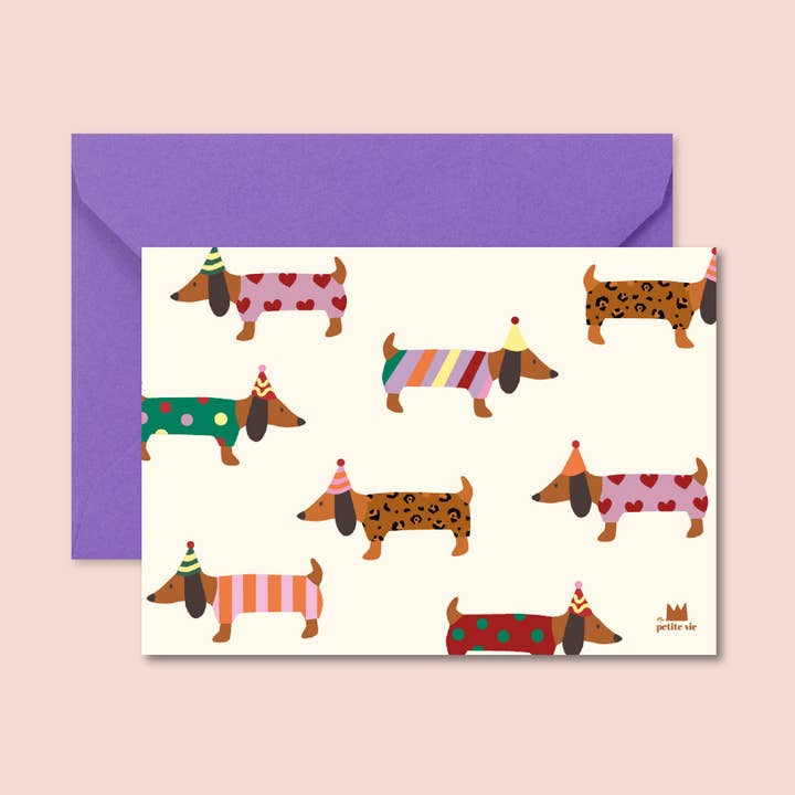 Carte "Anniversaire" - Teckel Birthday (avec enveloppe) pour la vente par Ma Petite Vie