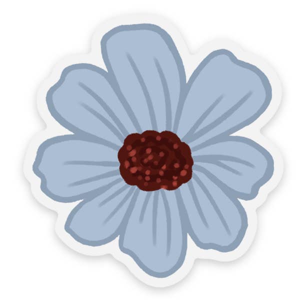 Clear Rainbow Garden Blue Flower Sticker 1.81×1.9in for wholesale by Elyse Breanne Design