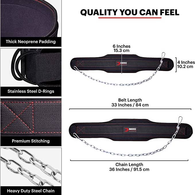 DMOOSE - Wholesale Fitness equipment - DMoose Dip Belt for Weightlifting, Weight Belt with Chain2