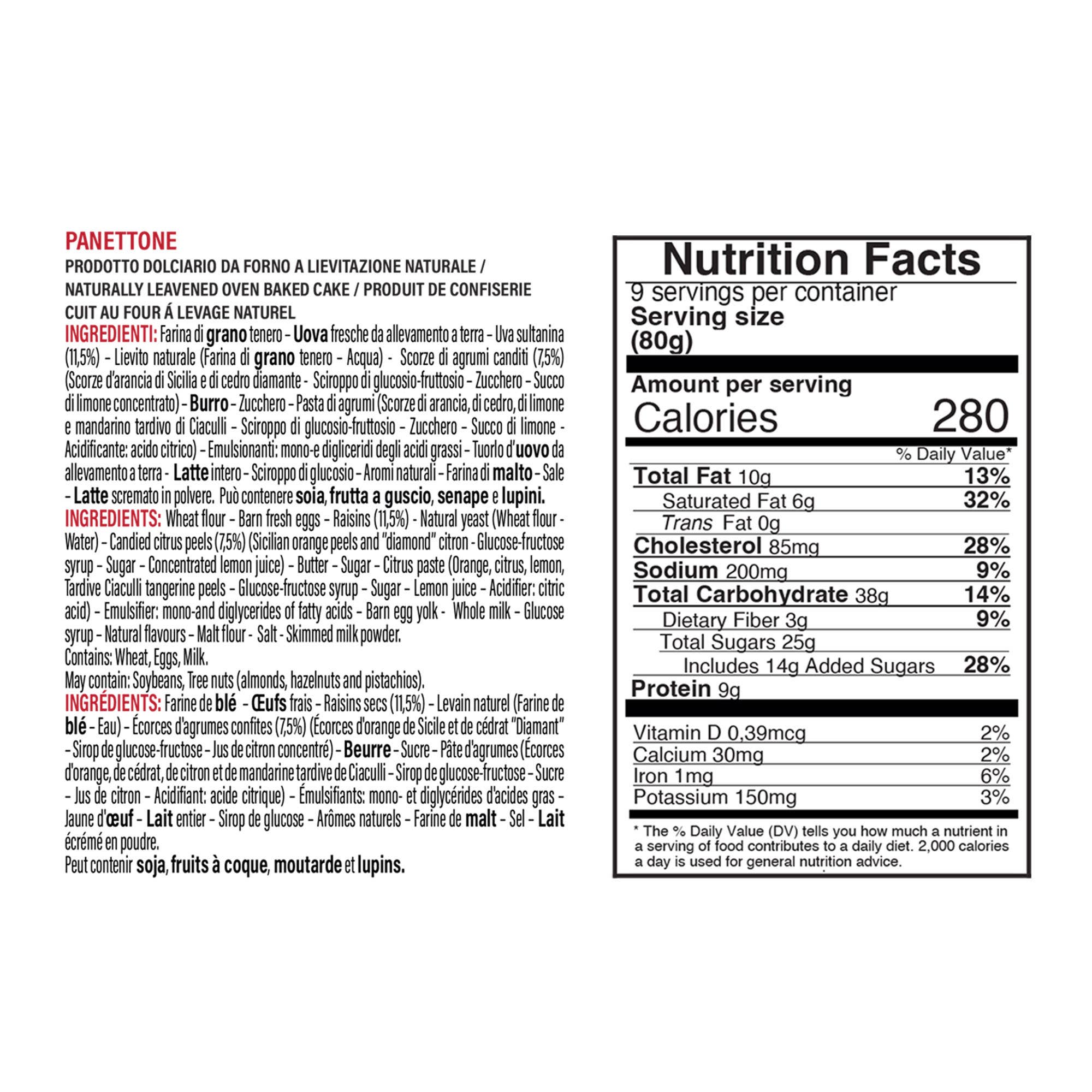 Food To Live - Wholesale Cake - Vergani Classic Milan Panettone -750g (1.65 lb)2