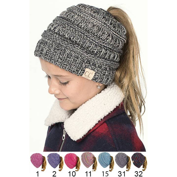 Hana - Wholesale Beanie - Kids - C.C Kids Four Tone Ponytail Beanie