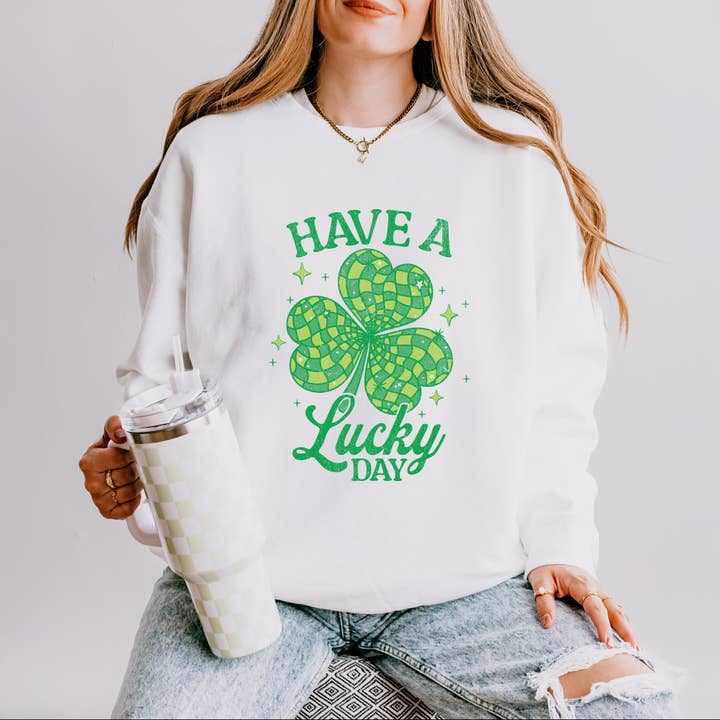 Have A Lucky Day Disco Distressed LGDSWT for wholesale by Olive And Ivory Wholesale