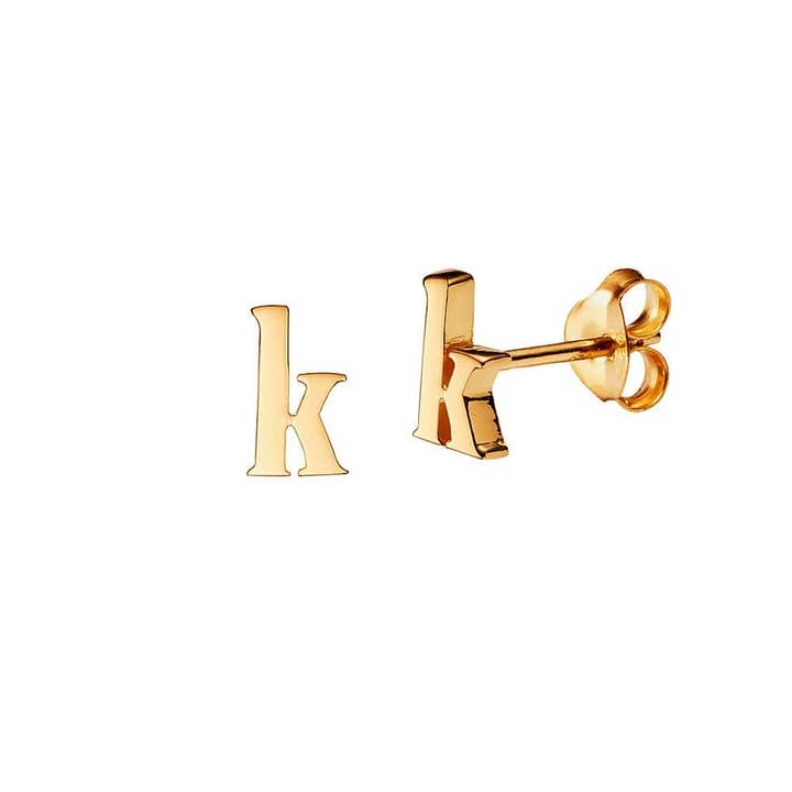 Gold Plated Stud Earring Letter k for wholesale by Juulry