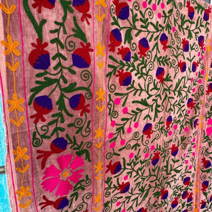 bhavnas boutique - Wholesale Throw Blanket - Velvet Suzani Floral Embroidery Blanket Velvet Bed Throw2