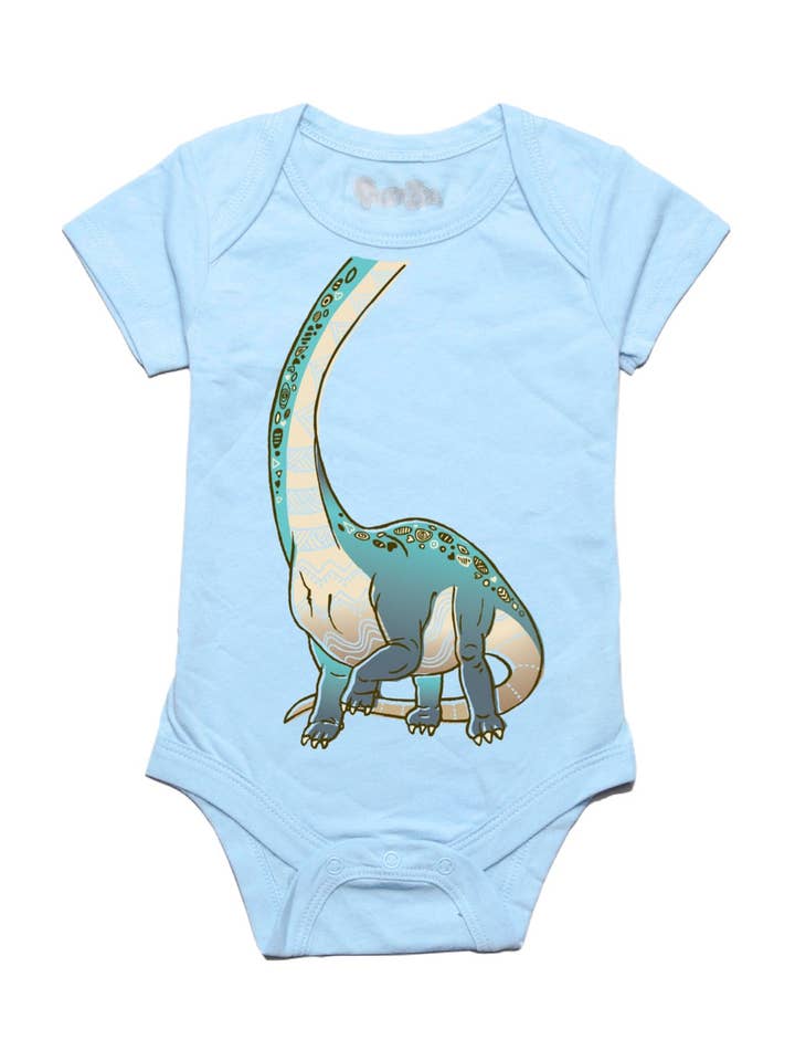 Tutina educativa per neonati con brachiosauro in blu baby per la vendita all'ingrosso da parte di Peek-A-Zoo