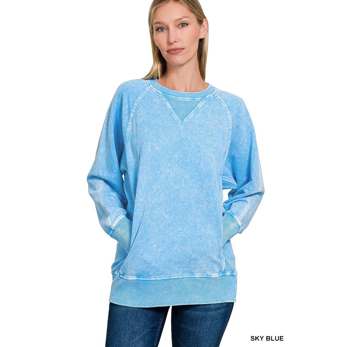 Apolline – Engroshandel Sweatshirt - Dame – Halo-vasket fransk frotté pullover med rund hals9
