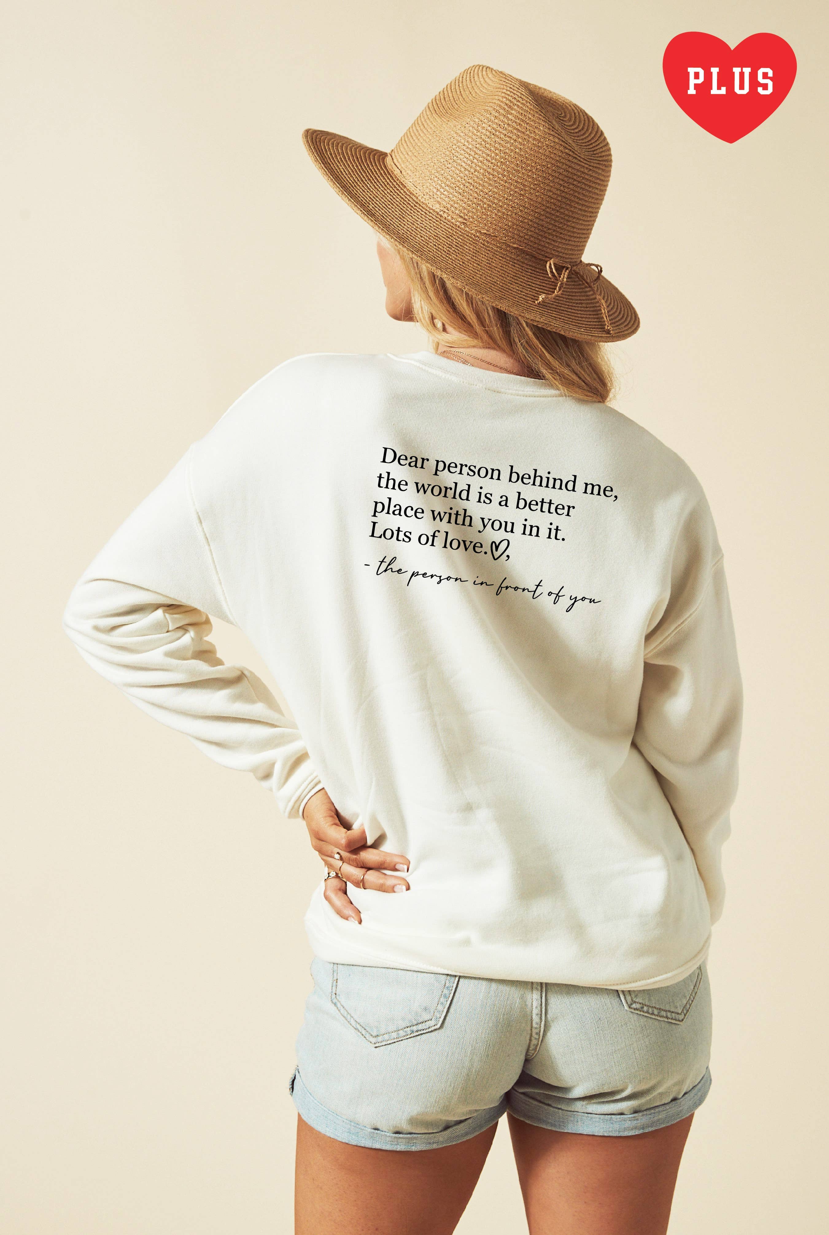 OAT COLLECTIVE - Wholesale Graphic Sweatshirt - Women's - DEAR PERSON BEHIND ME  Plus Graphic Sweatshirt17
