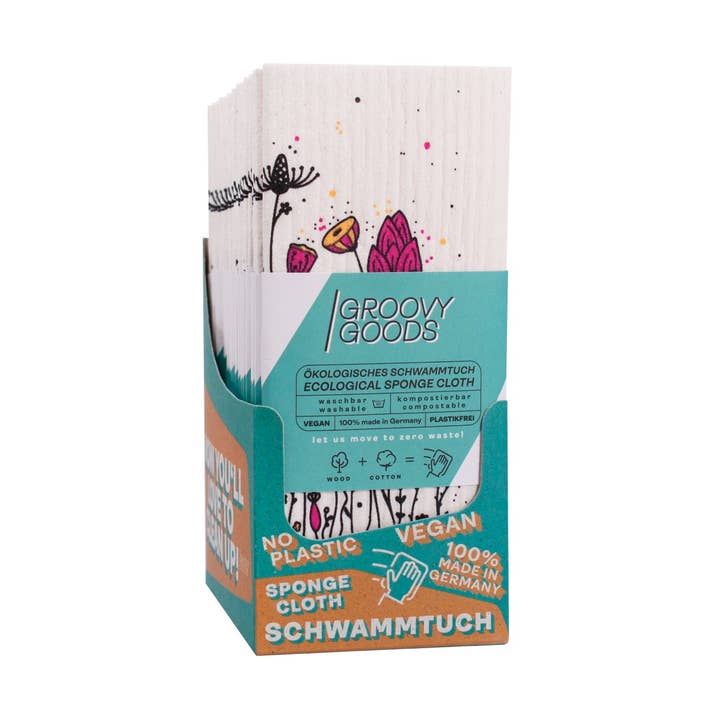 Groovy Goods - Wholesale Dishcloth - Ecological sponge cloth, wild flowers design.0