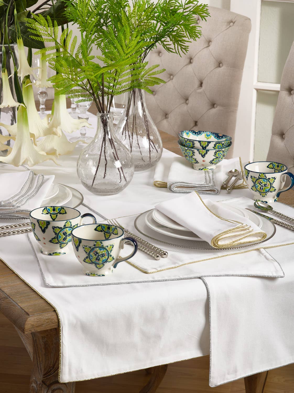 Saro Lifestyle - Wholesale Dinner & Cloth Napkin - Shimmering Border Design Napkin2