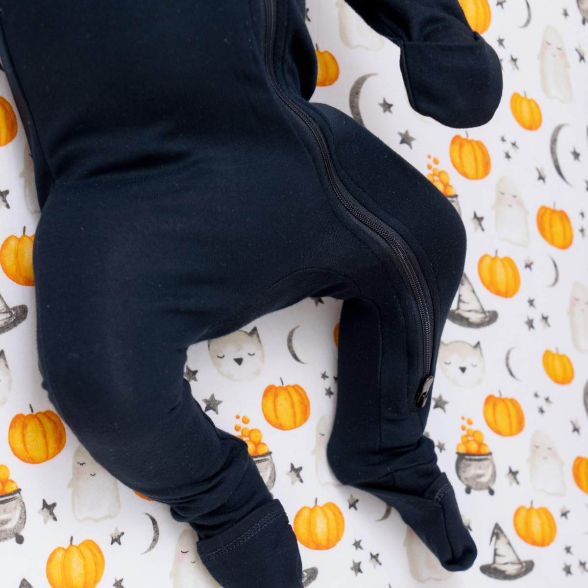 Baby Bamboo Pajamas w/ DreamCuffs - Midnight Black for wholesale on Faire3