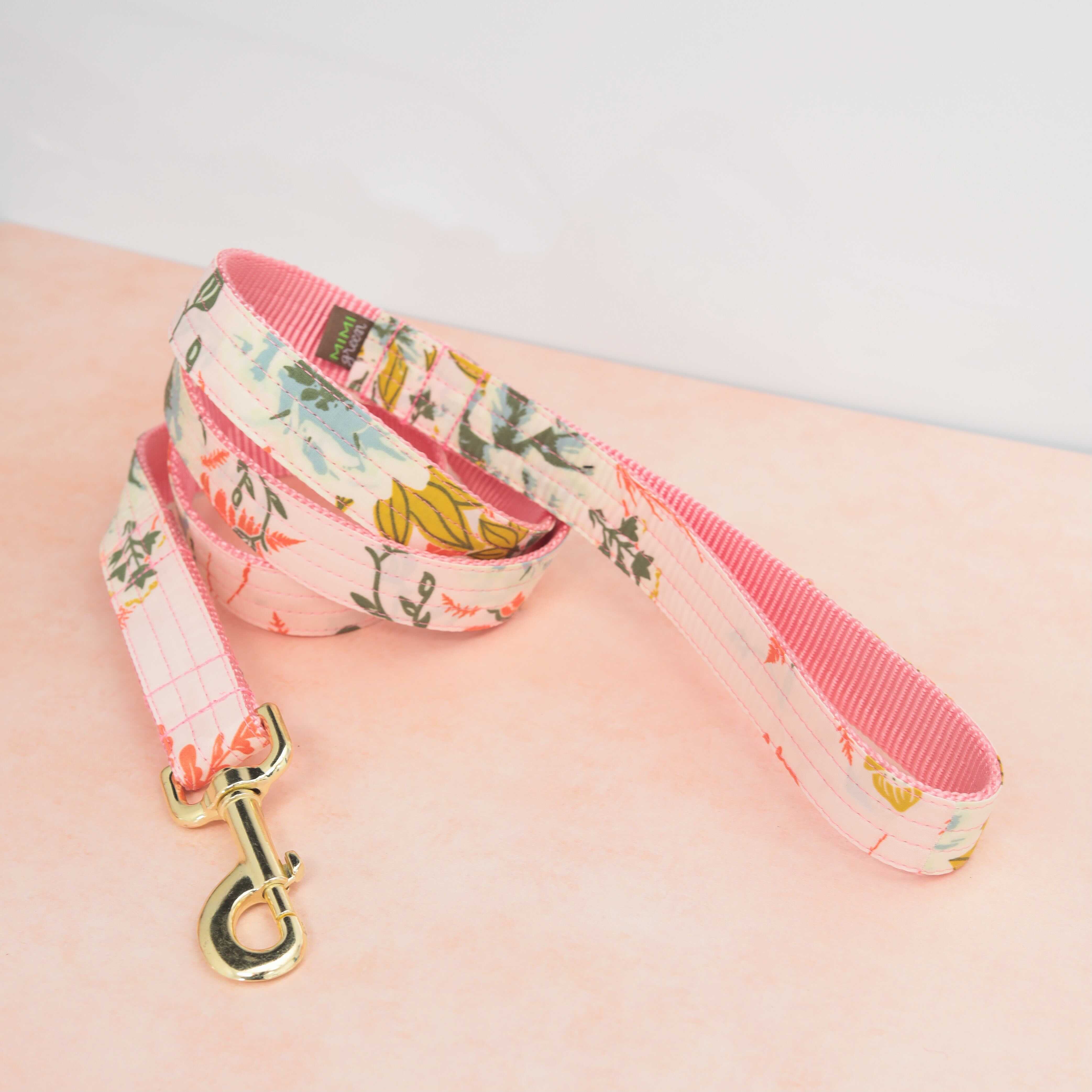 Mimi Green - Wholesale Pet Leash - Dog - 'Lulu' Pink Floral Voile Dog Leash1