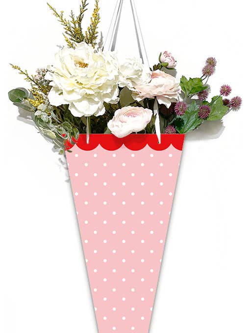 Flower Bouquet Bag - Pink with Dots for wholesale by DICKENS INC.