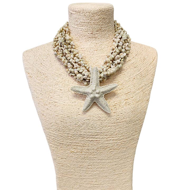 Bijoux Envie Statement Jewelry - Wholesale Pendant/Charm Necklace - Starfish Necklace | Seashell Necklace | Beach Necklace | Tan