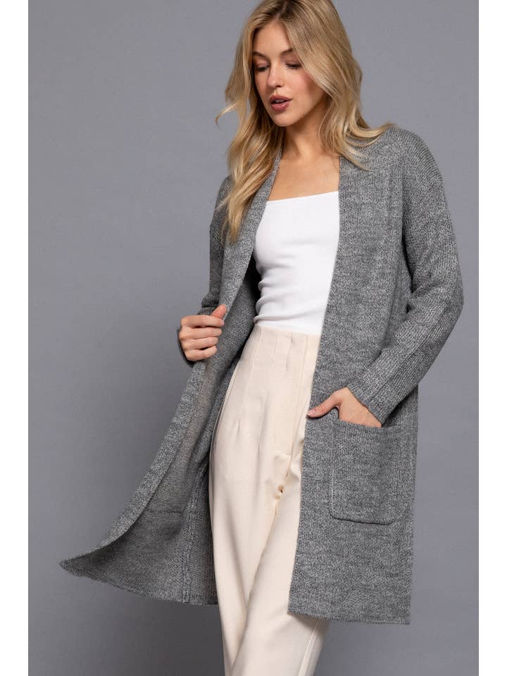 Active Basic | Active USA - Wholesale Cardigan - Women's - Long Sleeve with Pocket Open Sweater Cardigan