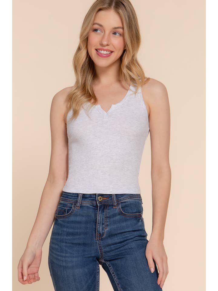 42POPS - Wholesale Tank Top - Women's - SI-27337 V Shape Scoop Neck Rayon Rib Tank Top