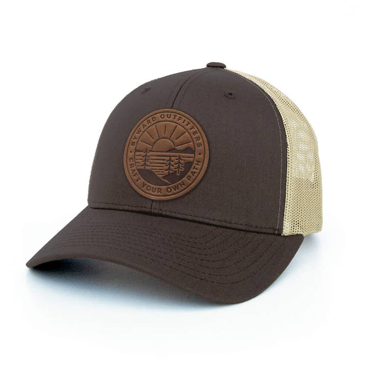 Byward Outfitters - Wholesale Trucker Hat - Unisex - Scenic Sunrise Leather Patch Hat6