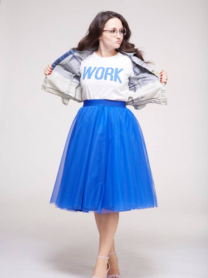 Sylvie Muller - Wholesale Skirt - Women's - Midi Electric Blue Tutu tulle skirt