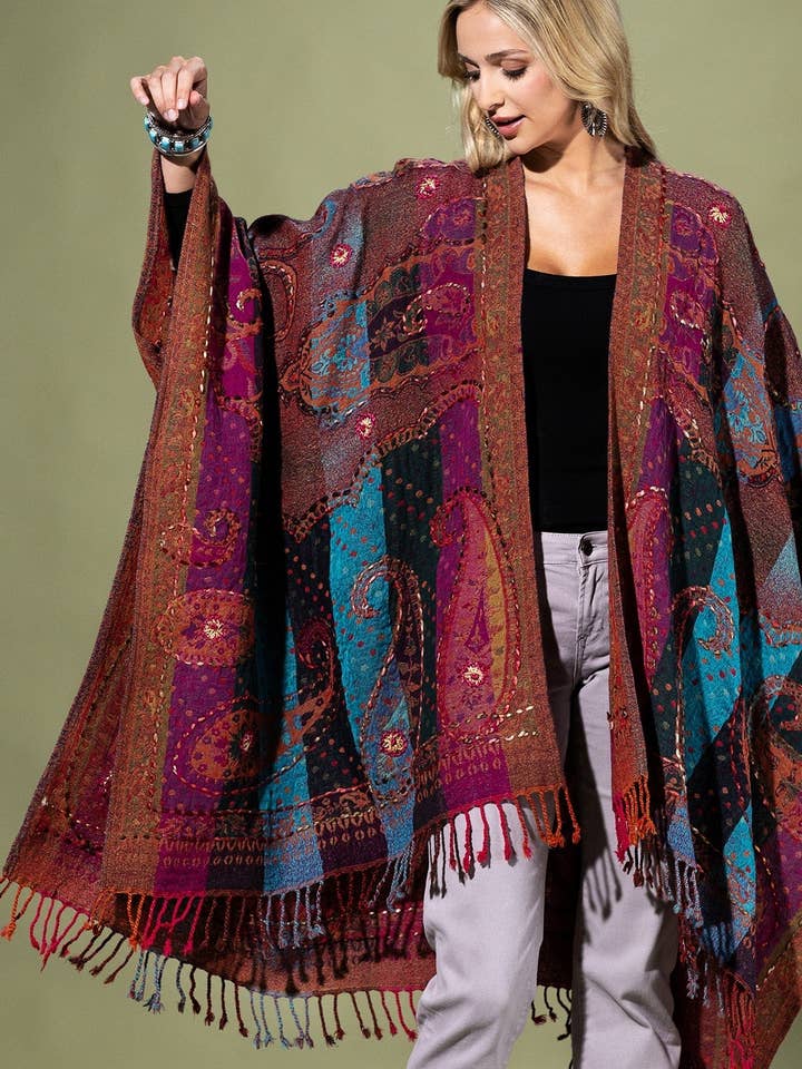 Ruana Multicolor 100% Lana para venta al por mayor de Marionette