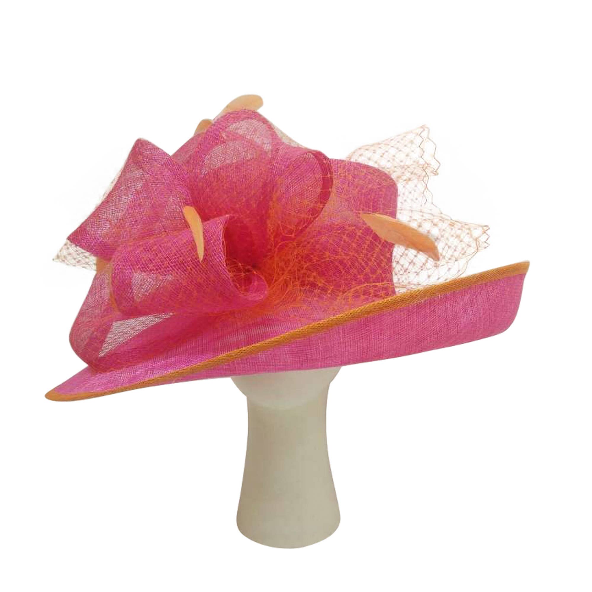 KaKyCo - Wholesale Fascinator Hat - Women's - Large Two Tone Veil Sinamay Hat | 1135583