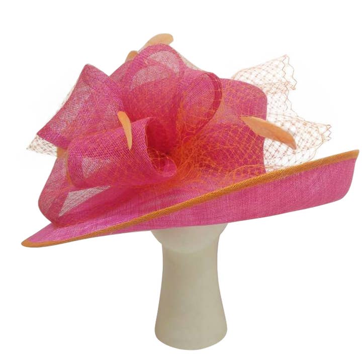 KaKyCo - Wholesale Fascinator hat – Women's - Large Two Tone Veil Sinamay Hat | 1135583
