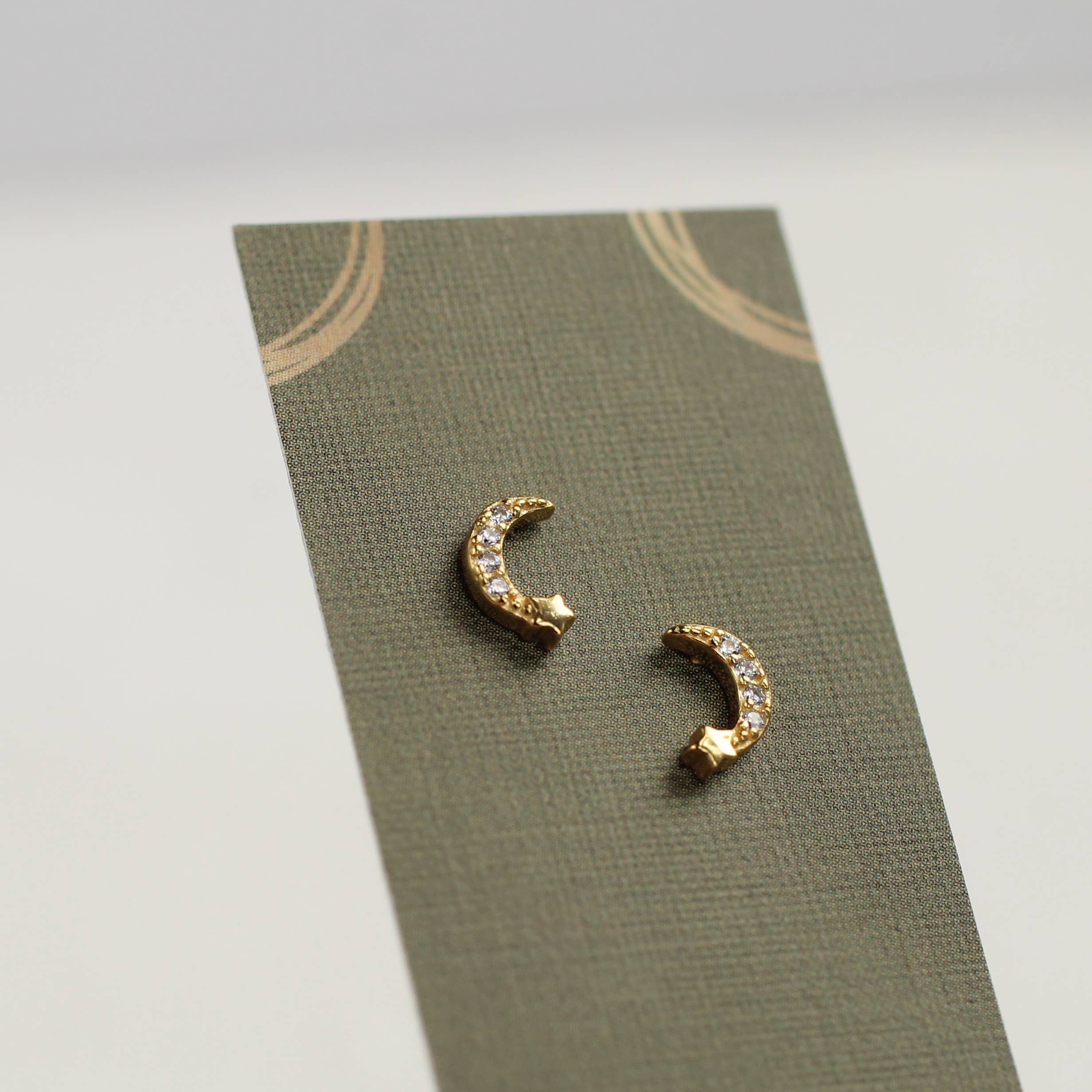 Silk Purse, Sow's Ear - Wholesale Stud/Post Earrings - Gold Vermeil Moon Stud Earrings2